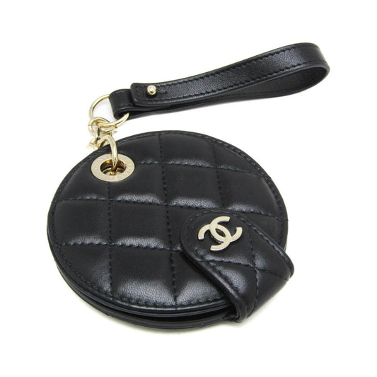 Chanel Name Tag Quilted Leather, Black, Leather, Charm