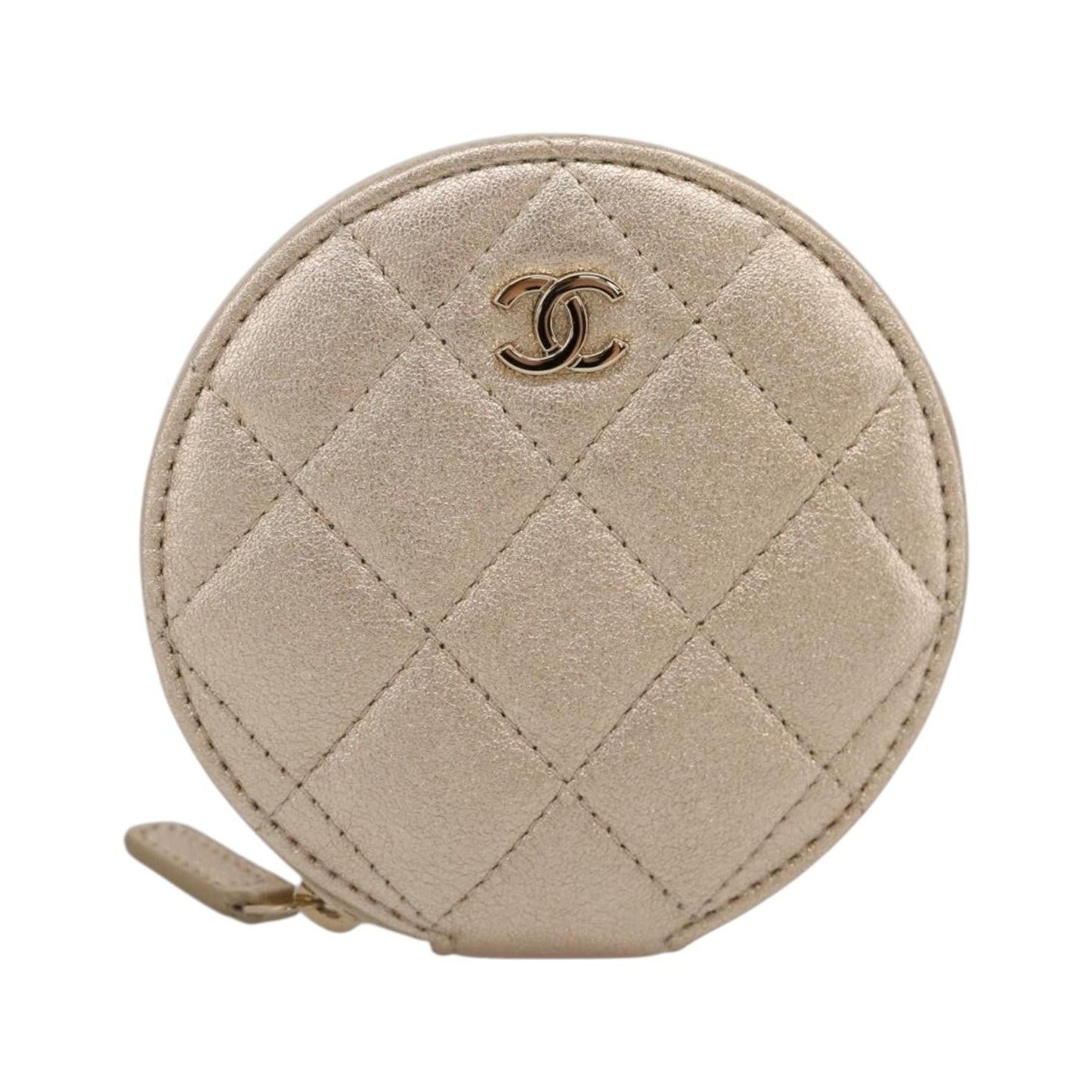 Chanel Pearl Crown CC Multi Pouches Wristlet Quilted Lambskin, Gold, Leather, Clutch