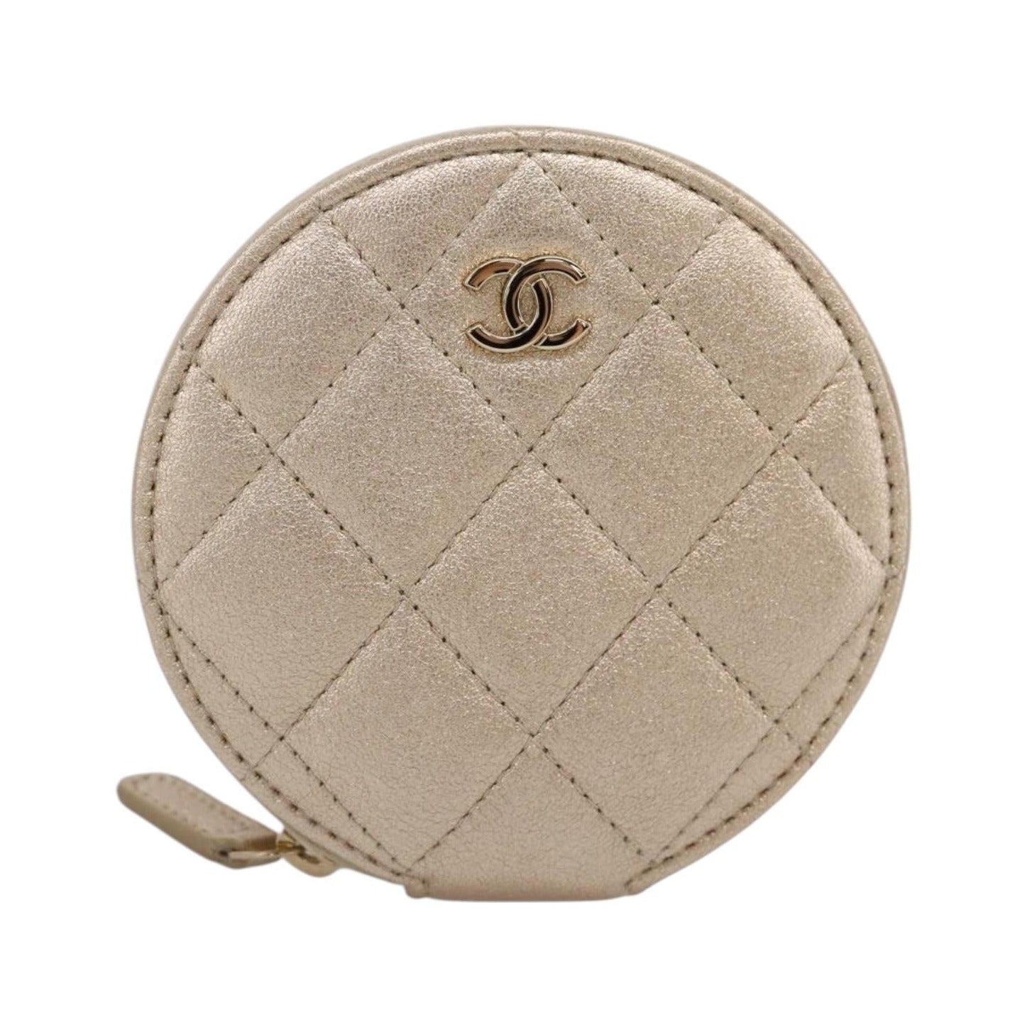 Chanel Pearl Crown CC Multi Pouches Wristlet Quilted Lambskin, Gold, Leather, Clutch