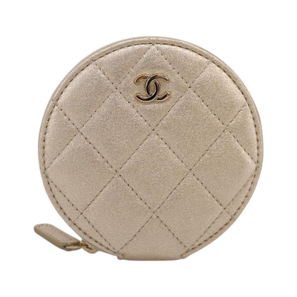 Chanel Pearl Crown CC Multi Pouches Wristlet Quilted Lambskin, Gold, Leather, Clutch
