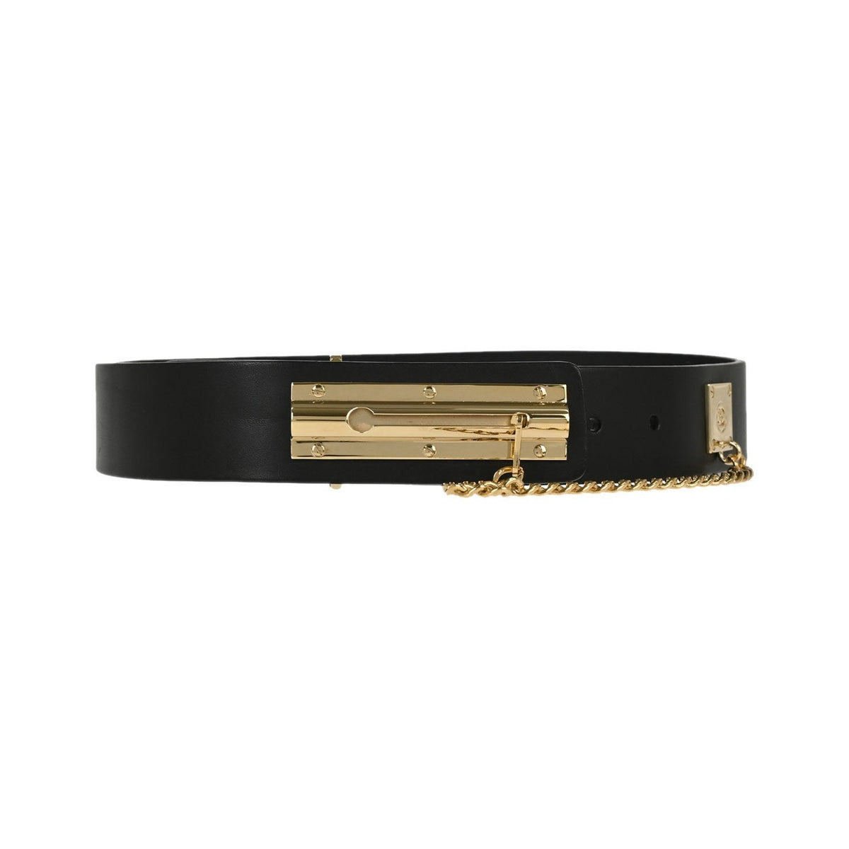 Chanel Plaque Buckle Belt Leather, Black, Leather, Belt