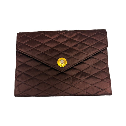 Chanel pochette vintage matelassée Satin, Burgundy, Satin, Clutch