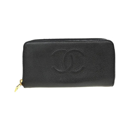 Chanel Portefeuille long CC logo calfskin leather, Black, Leather, Wallet