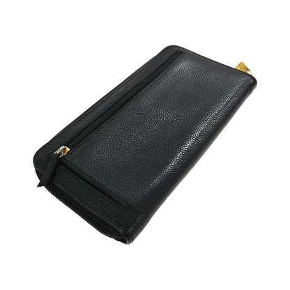 Chanel Portefeuille long CC logo calfskin leather, Black, Leather, Wallet