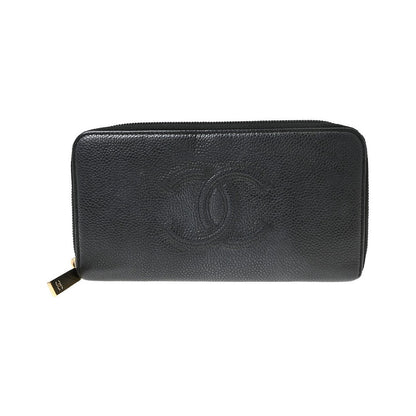 Chanel Portefeuille long CC logo Caviar Skin, Black, Leather, Wallet