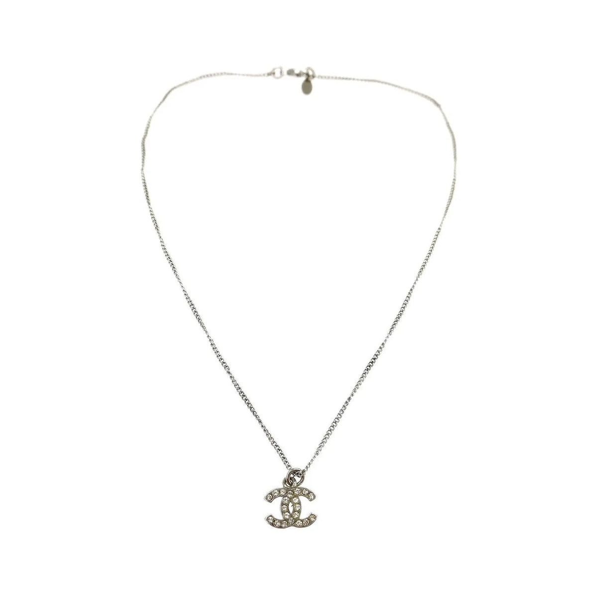 Chanel Rainbow CC Pendant Metal and Crystals, Silver, Silver Plated, Necklace