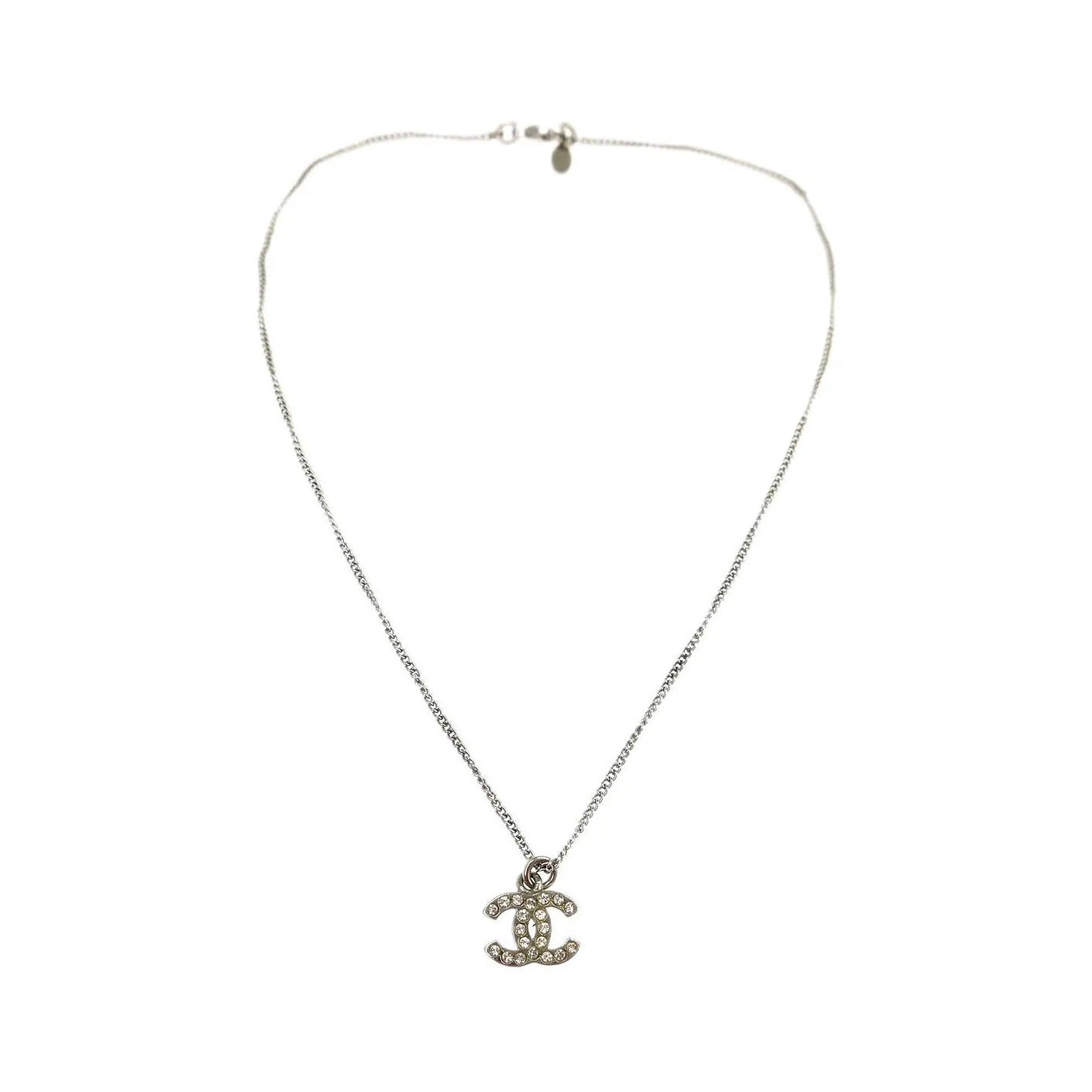 Chanel Rainbow CC Pendant Metal and Crystals, Silver, Silver Plated, Necklace