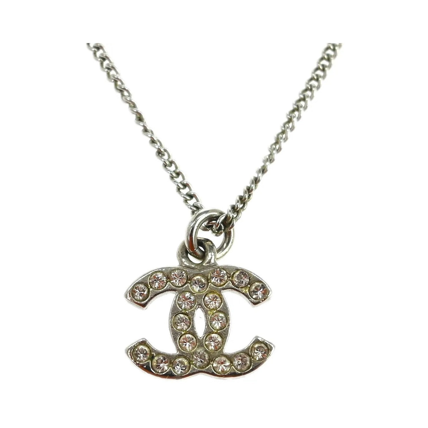 Chanel Rainbow CC Pendant Metal and Crystals, Silver, Silver Plated, Necklace