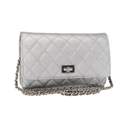 Chanel Reissue 2.55 Wallet on Chain Quilted Lambskin, Silver, Leather, Crossbody Bag
