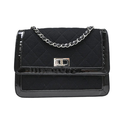 Chanel Reissue Flap Quilted Jersey with Patent, Black, Canvas, Shoulder Bag