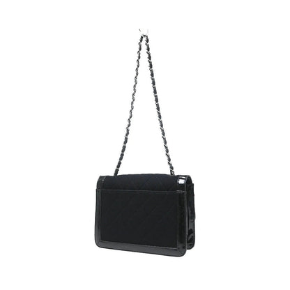 Chanel Reissue Flap Quilted Jersey with Patent, Black, Canvas, Shoulder Bag