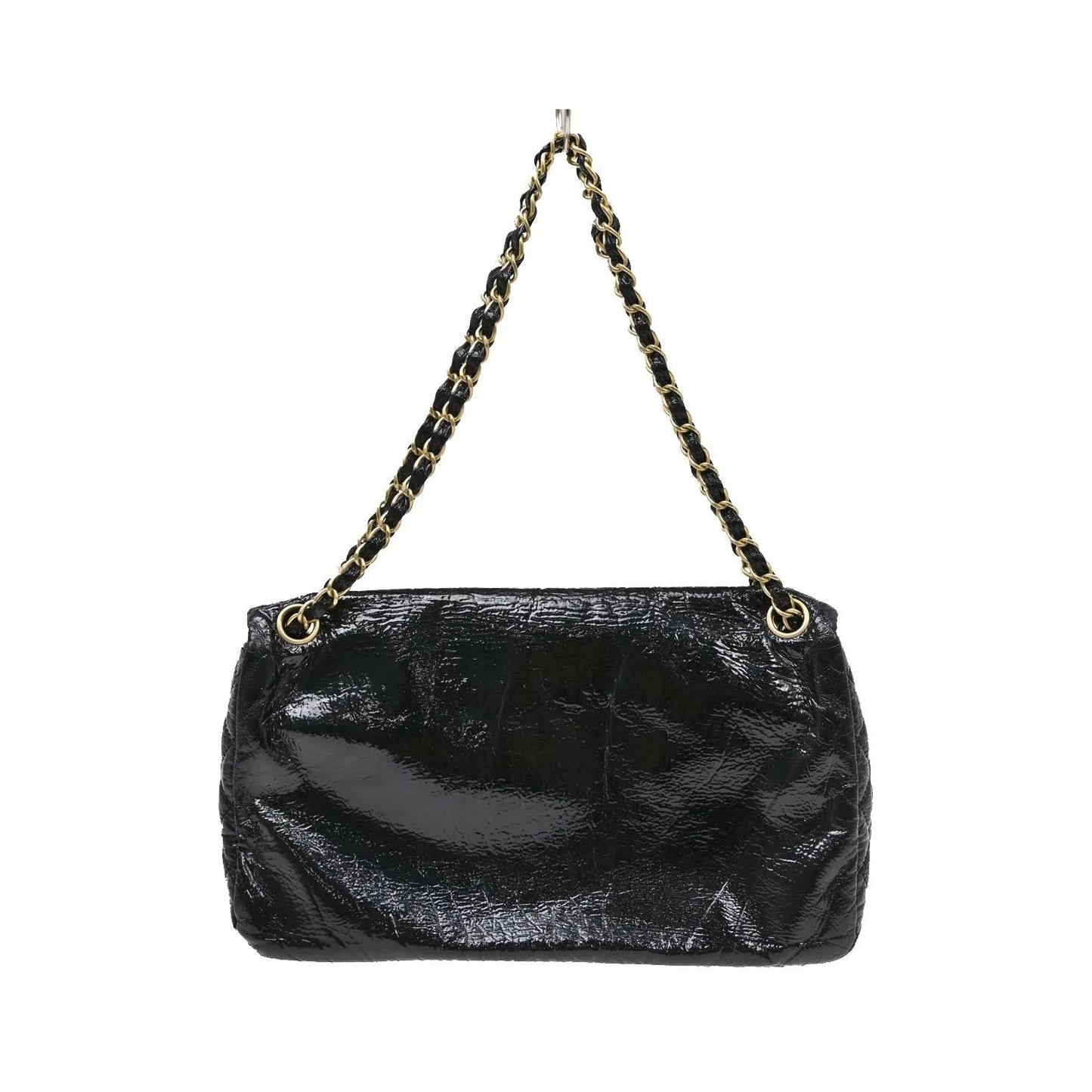 Chanel Rock and Chain Flap Patent Vinyl, Black, Patent Leather, Shoulder Bag