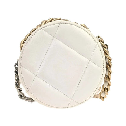 Chanel Round Clutch with Chain Quilted Lambskin, White, Leather, Clutch