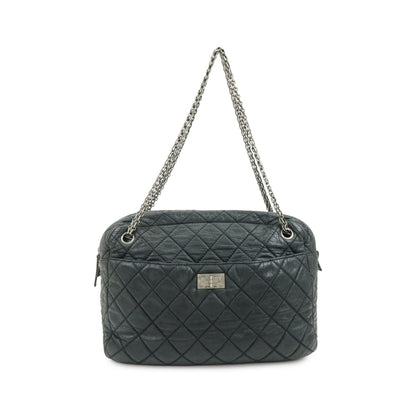 Chanel Shoulder Quilted Leather, Black, Calfskin, Shoulder Bag