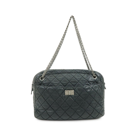 Chanel Shoulder Quilted Leather, Black, Calfskin, Shoulder Bag