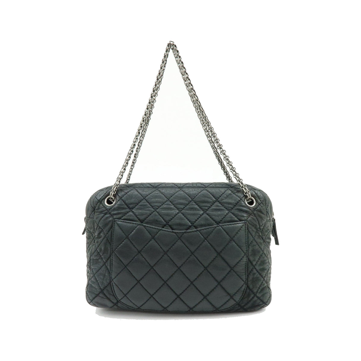 Chanel Shoulder Quilted Leather, Black, Calfskin, Shoulder Bag