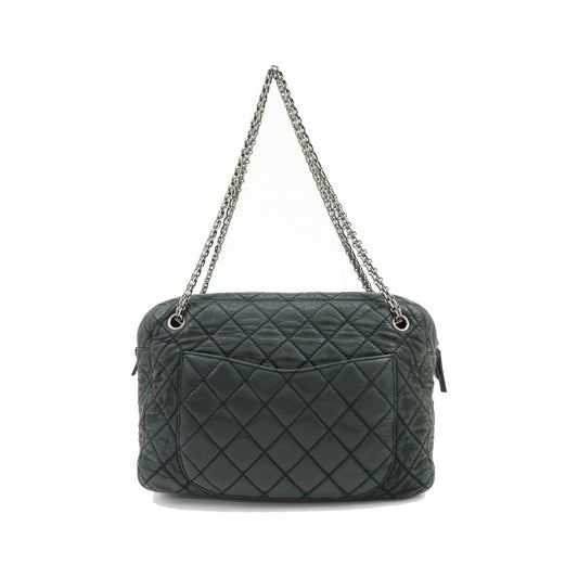 Chanel Shoulder Quilted Leather, Black, Calfskin, Shoulder Bag