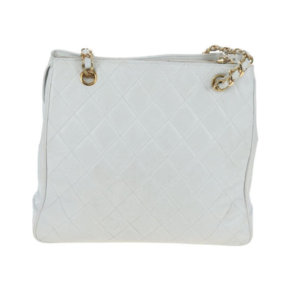 Chanel Shoulder Quilted Leather, White, Leather, Shoulder Bag