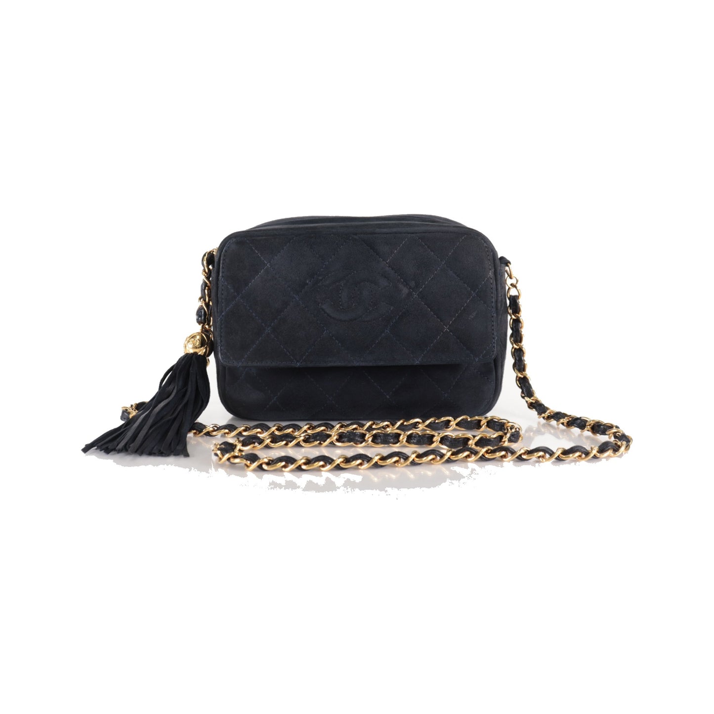 Chanel Shoulder Suede Patchwork, Black, Suede, Shoulder Bag