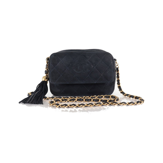 Chanel Shoulder Suede Patchwork, Black, Suede, Shoulder Bag