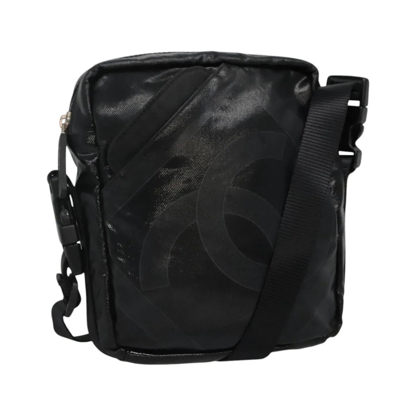 Chanel Sport Line Messenger Coated Canvas, Black, Canvas, Shoulder Bag