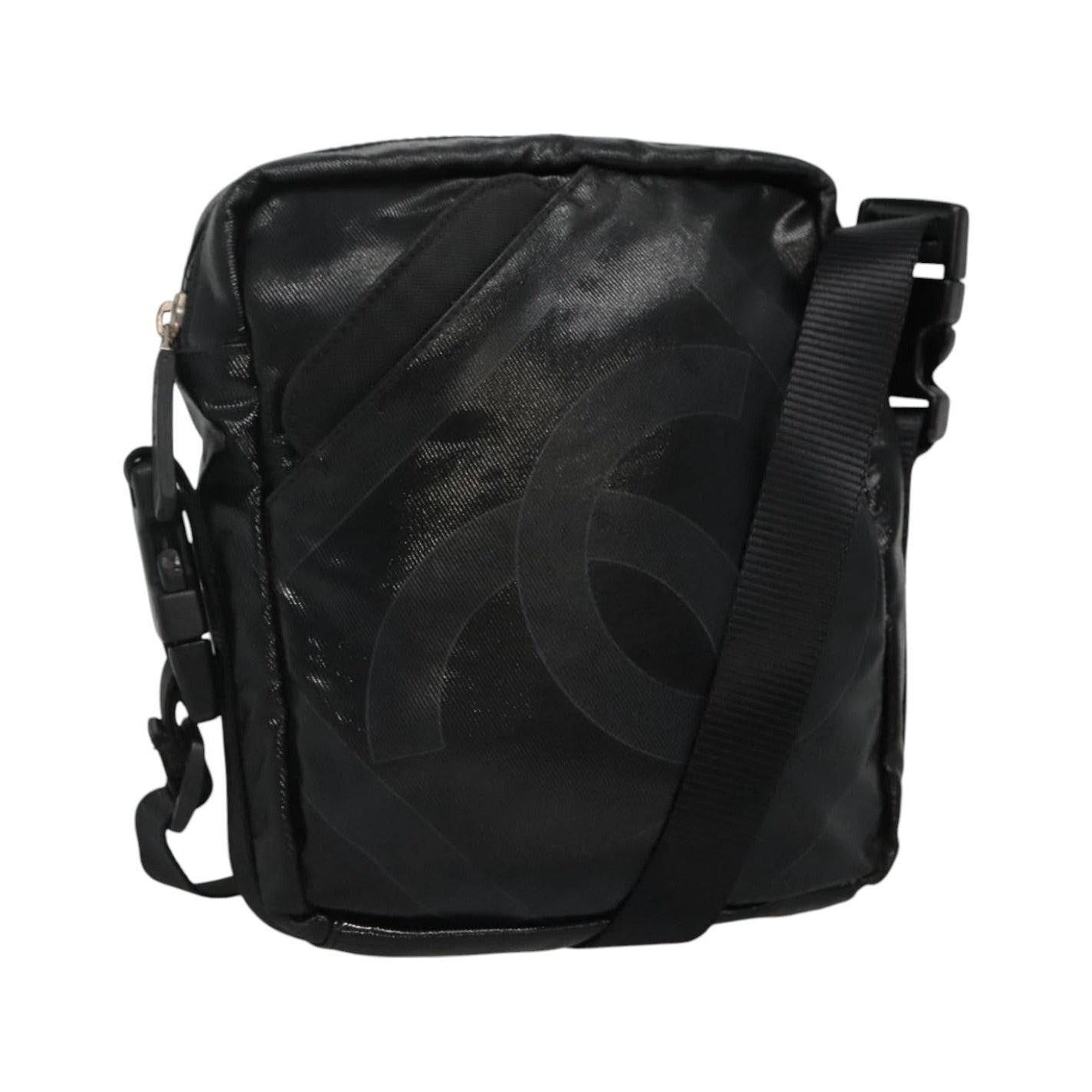 Chanel Sport Line Messenger Coated Canvas, Black, Canvas, Shoulder Bag