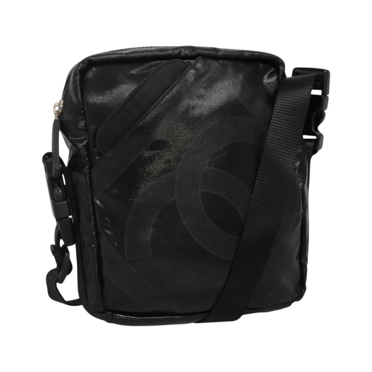 Chanel Sport Line Messenger Coated Canvas, Black, Canvas, Shoulder Bag