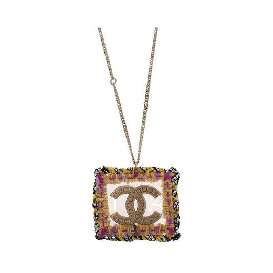 Chanel Square CC Pendant Metal, Gold, Gold Plated, Necklace