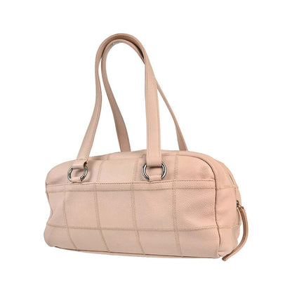 Chanel Square Stitch Bowler Quilted Calfskin, Pink, Leather, Shoulder Bag