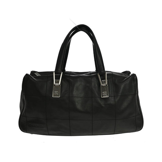 Chanel Square Stitch CC Boston Quilted Leather, Black, Leather, Handbag