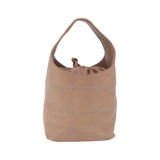 Chanel Square Stitch Tassel Hobo Quilted Leather, Beige, Leather, Handbag