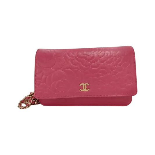Chanel Sweet Camellia Wallet on Chain Quilted Lambskin, Pink, Leather, Shoulder Bag