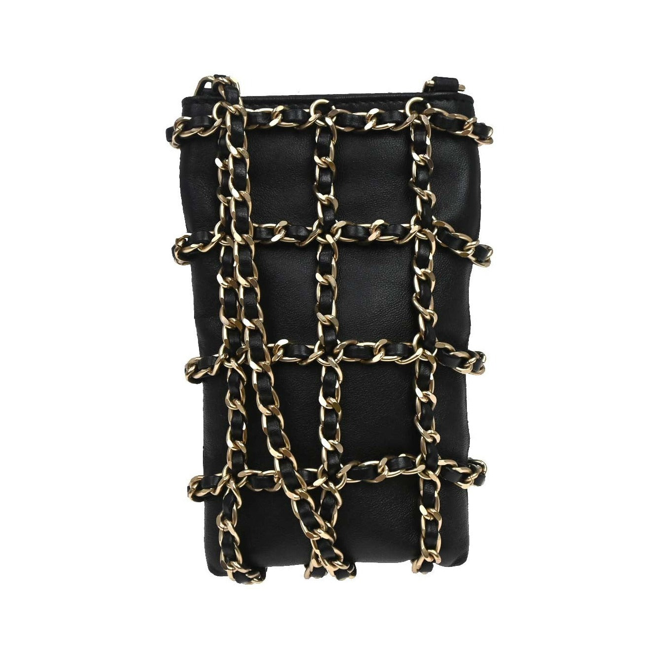 Chanel Tech Me Out Clutch With Chain Lambskin, Black, Leather, Clutch