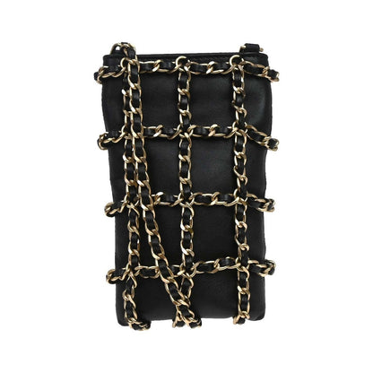Chanel Tech Me Out Clutch With Chain Lambskin, Black, Leather, Clutch