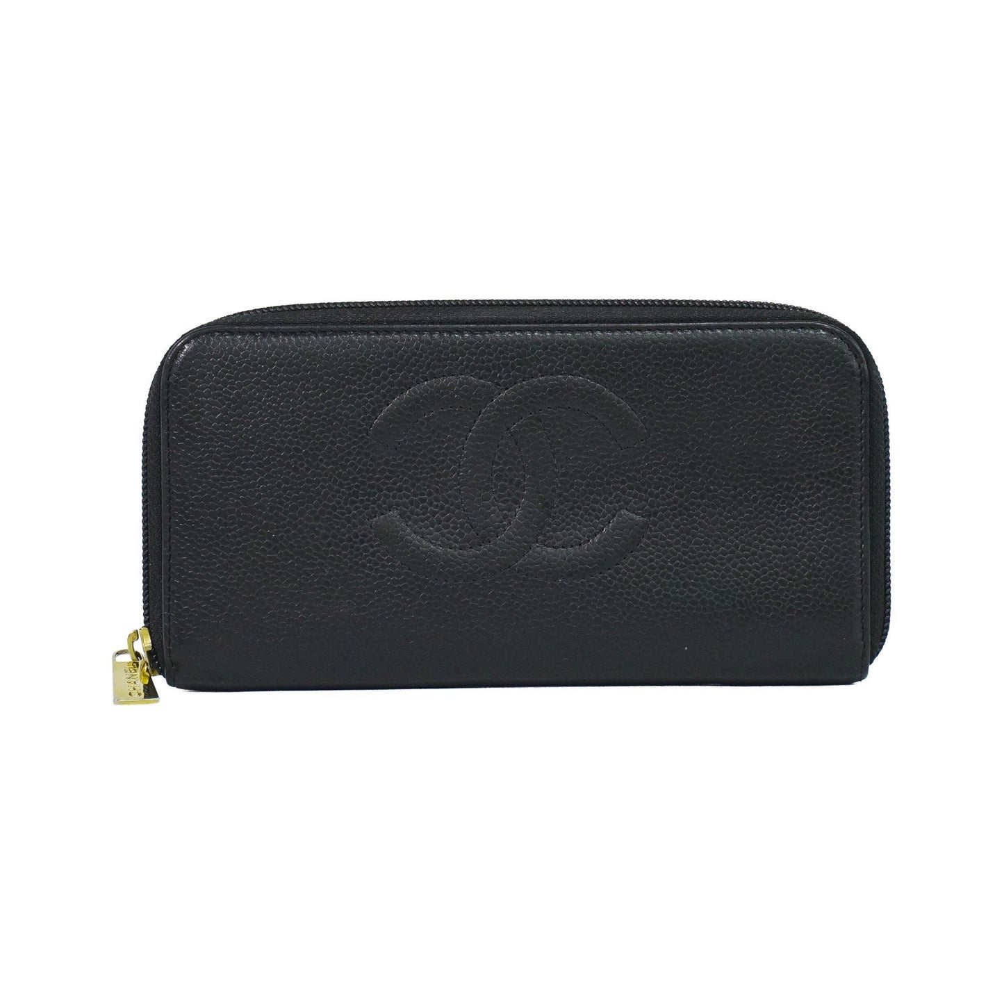 Chanel Timeless CC Zipped Caviar, Black, Leather, Wallet