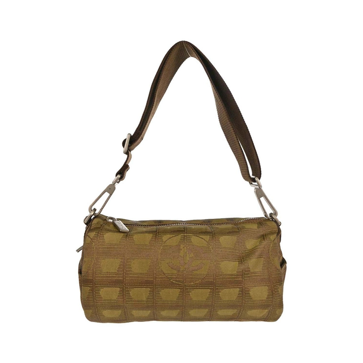 Chanel Travel Line Barrel Nylon, Khaki, Nylon, Travel Bag
