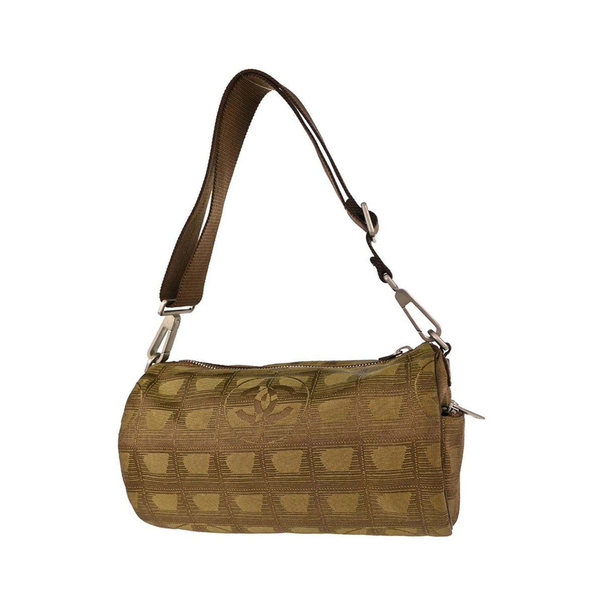 Chanel Travel Line Barrel Nylon, Khaki, Nylon, Travel Bag