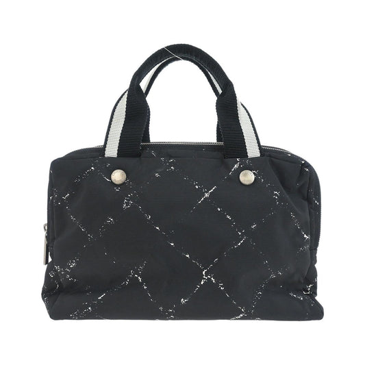 Chanel Travel Line Boston Printed Nylon, Black, Nylon, Handbag