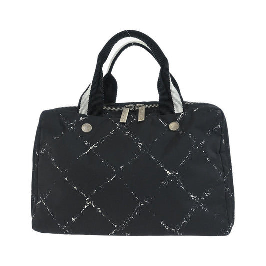 Chanel Travel Line Boston Printed Nylon, Black, Nylon, Handbag