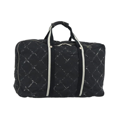 Chanel Travel Line Duffle Printed Nylon, Black, Nylon, Travel Bag