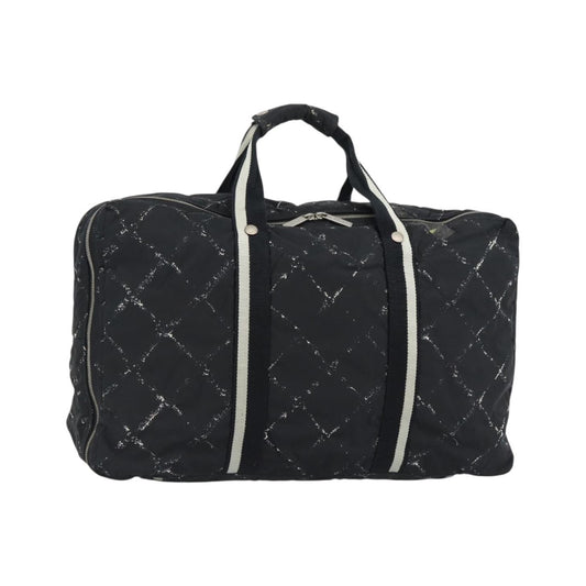 Chanel Travel Line Duffle Printed Nylon, Black, Nylon, Travel Bag