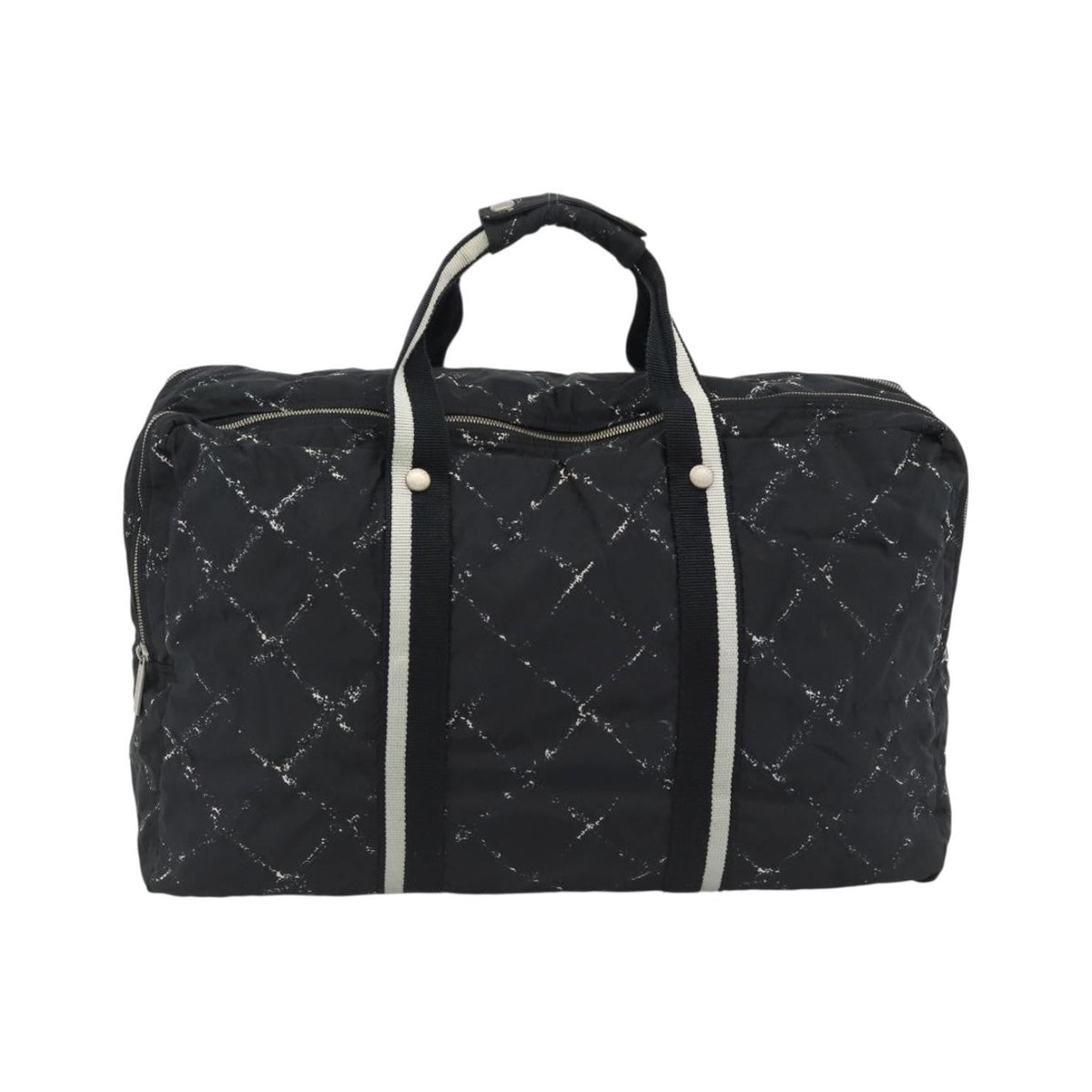 Chanel Travel Line Duffle Printed Nylon, Black, Nylon, Travel Bag
