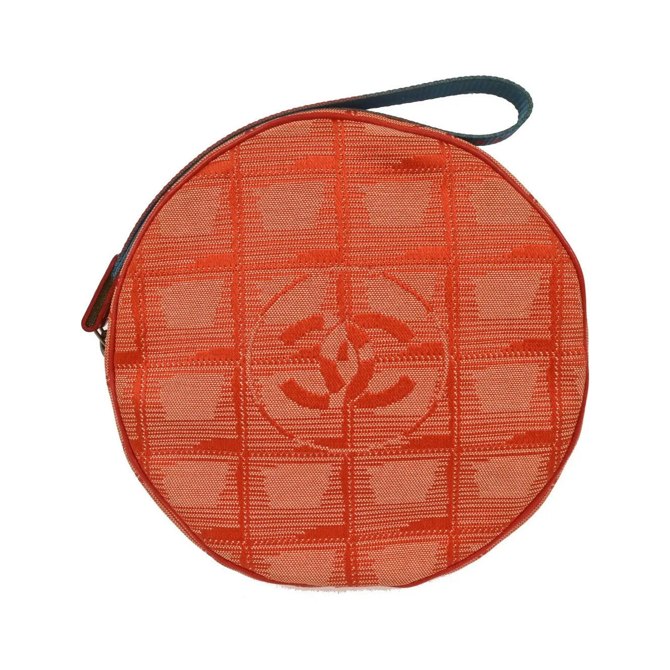Chanel Travel Line Round Wristlet Nylon, Orange, Nylon, Clutch