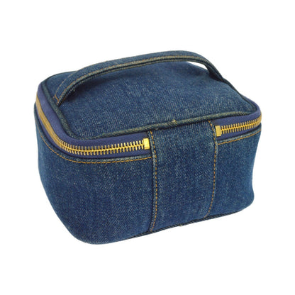 Chanel Vanity Case Quilted Denim, Blue, Denim, Clutch
