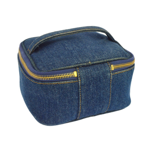 Chanel Vanity Case Quilted Denim, Blue, Denim, Clutch