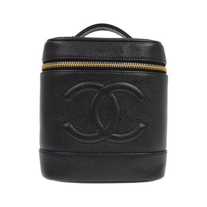 Chanel Vanity Leather, Black, Leather, Handbag