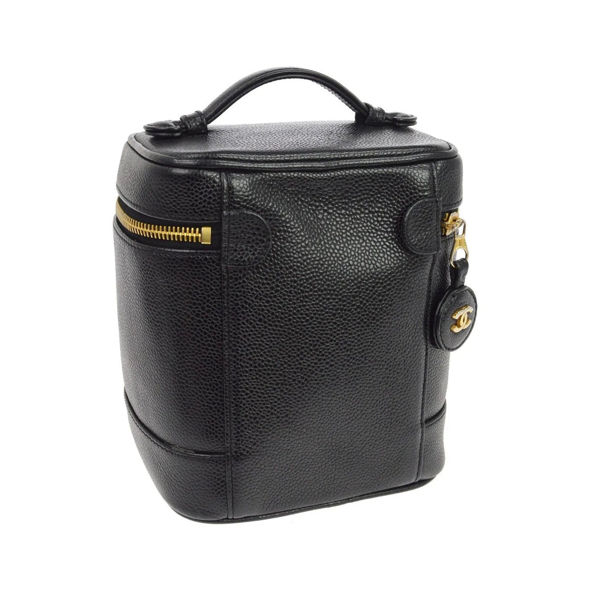 Chanel Vanity Leather, Black, Leather, Handbag