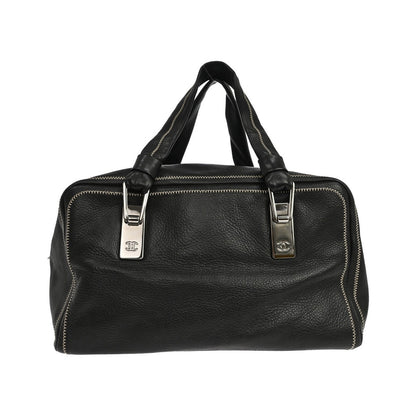 Chanel Vintage Bowler Lambskin, Black, Leather, Handbag