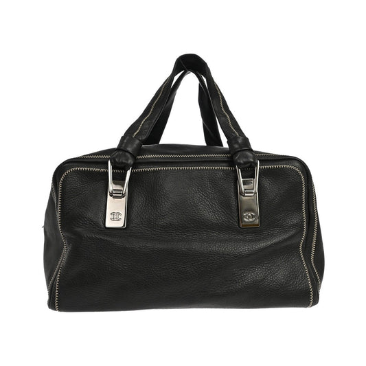 Chanel Vintage Bowler Lambskin, Black, Leather, Handbag