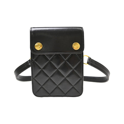 Chanel Vintage Button Waist Bag Quilted Lambskin, Black, Leather, Clutch